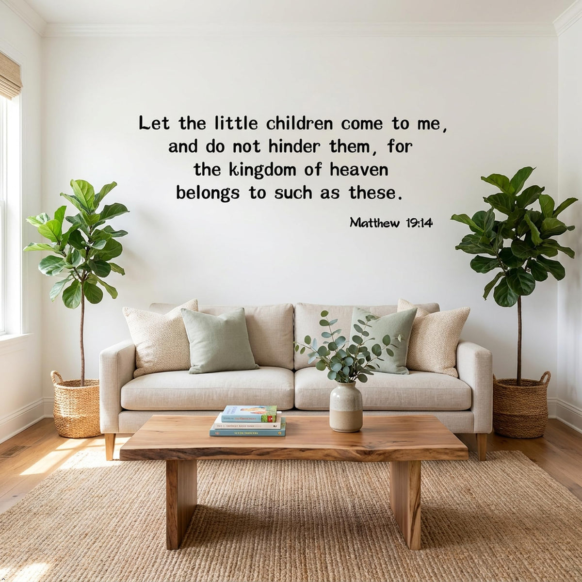 Picniva Matte Black Matthew 19 14 Bible Vinyl Wall Decal Christian Faith