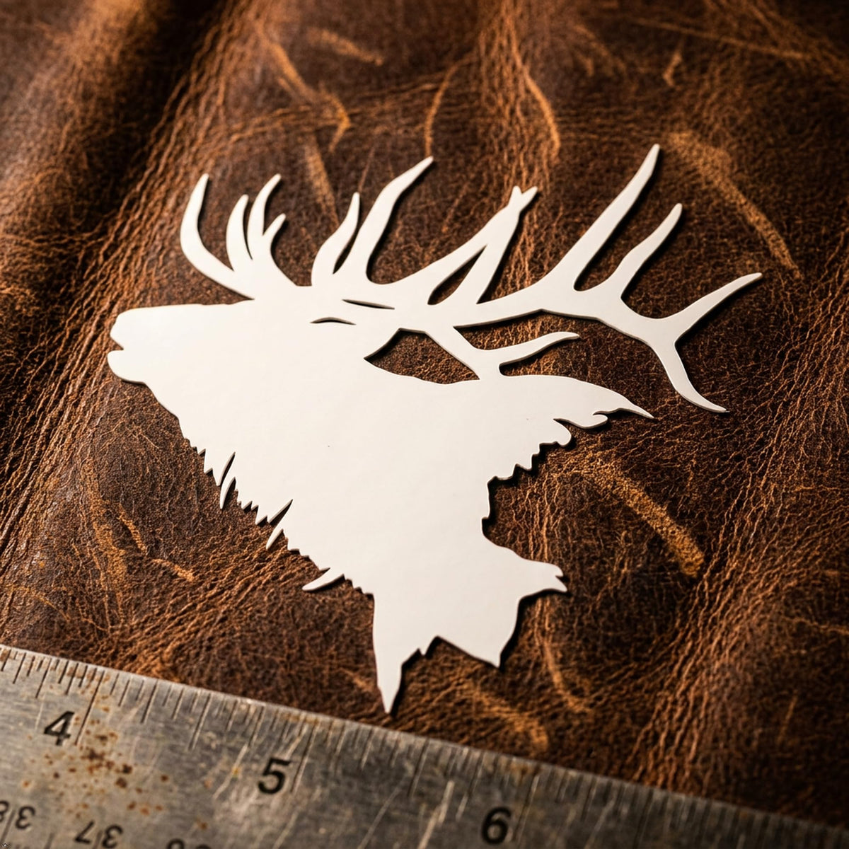 Picniva Elk Head Vinyl Car Decal, White, 10 in Wide