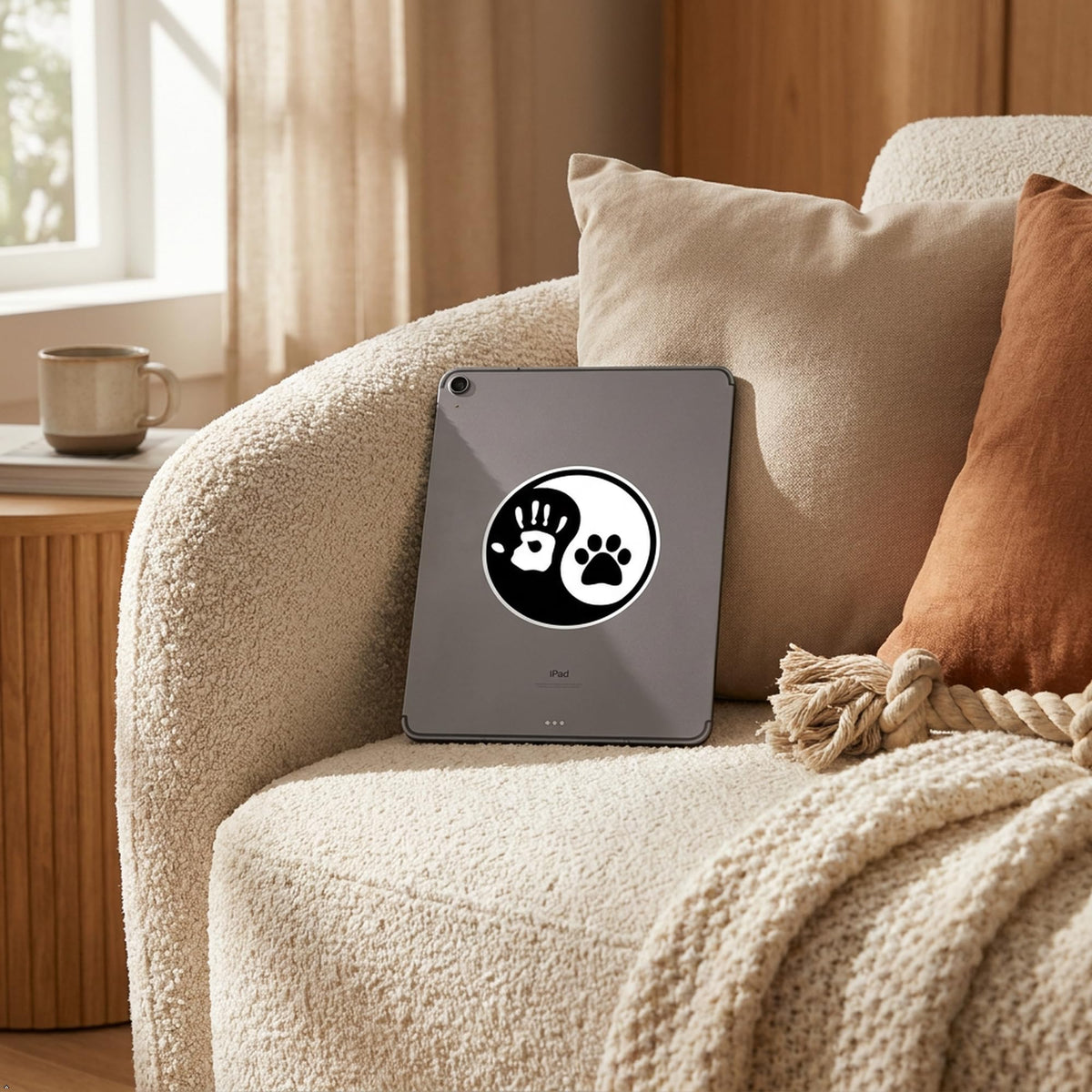 Decaltor Yin Yang Hand Dog Paw Laptop Decal, 5 in