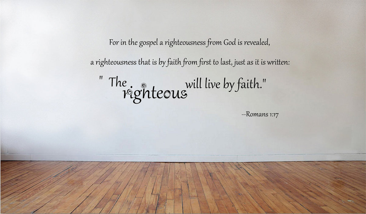 Picniva Romans 1:17 Vinyl Wall Decal, Matte Black, 20 x 10 in