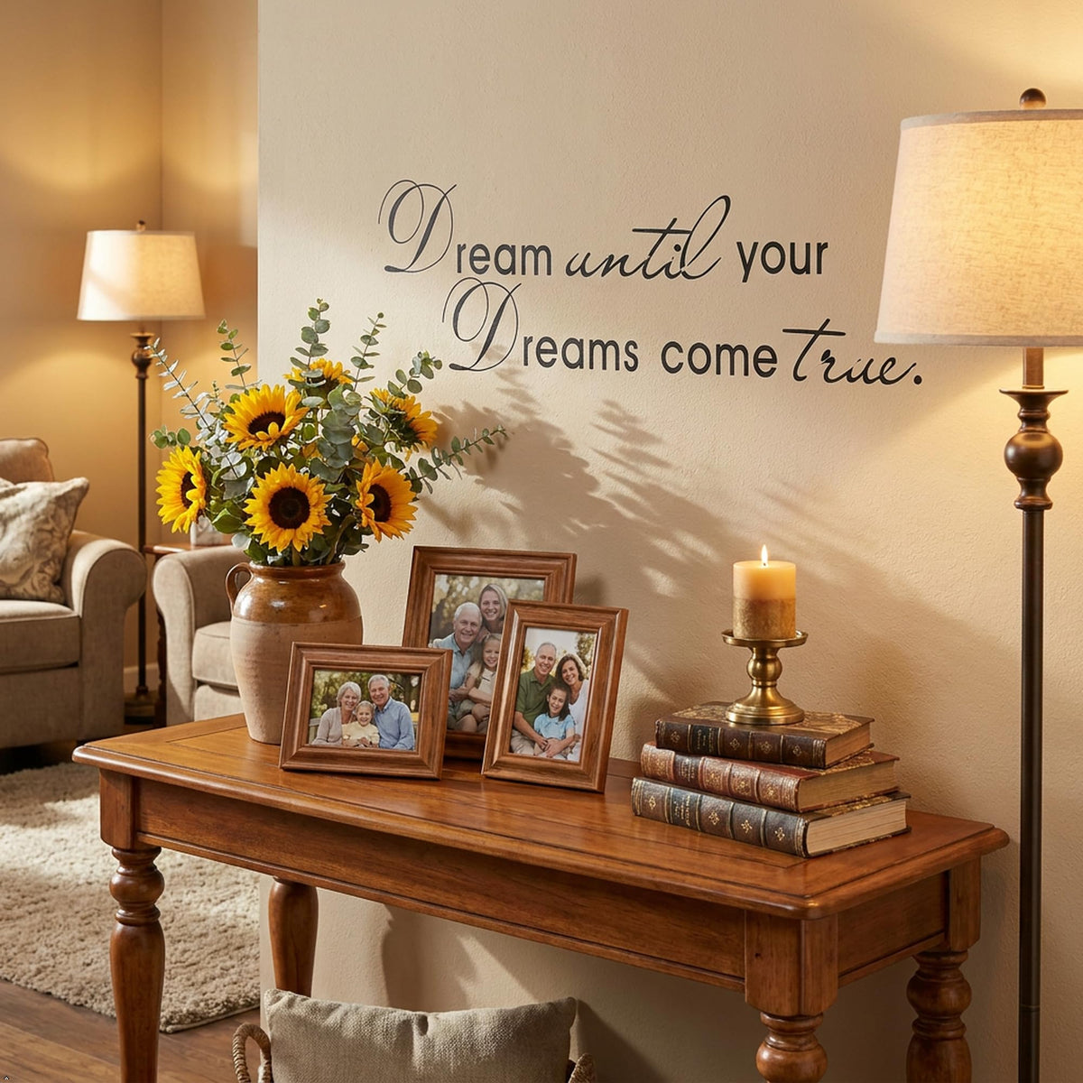 Picniva Dream Until Your Dreams Come True Wall Decal, White, 7 x 28 in