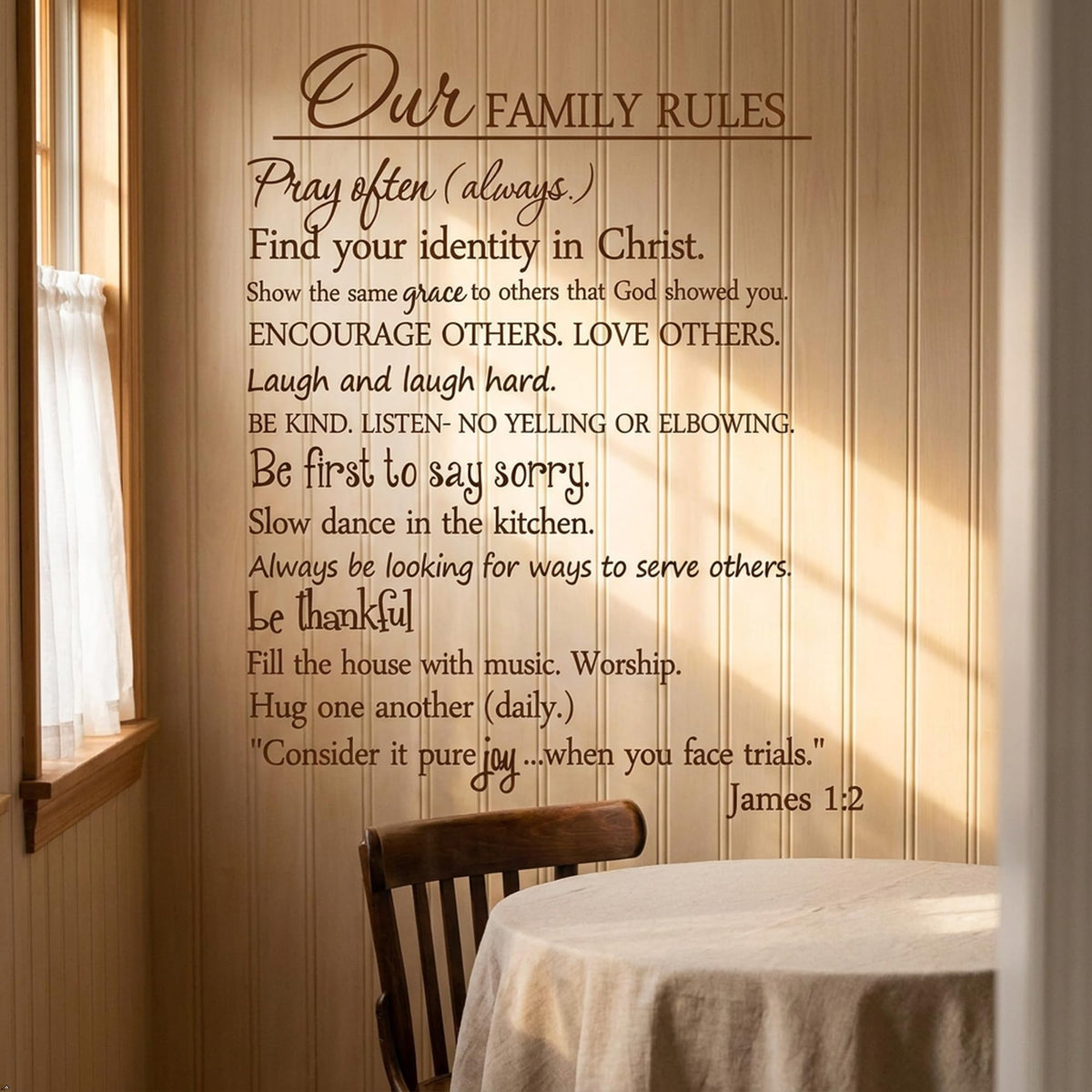 Our Family Rules Vinyl Wall Art Quote Decal Sticker Home Decor (Brown, 40'' Width)