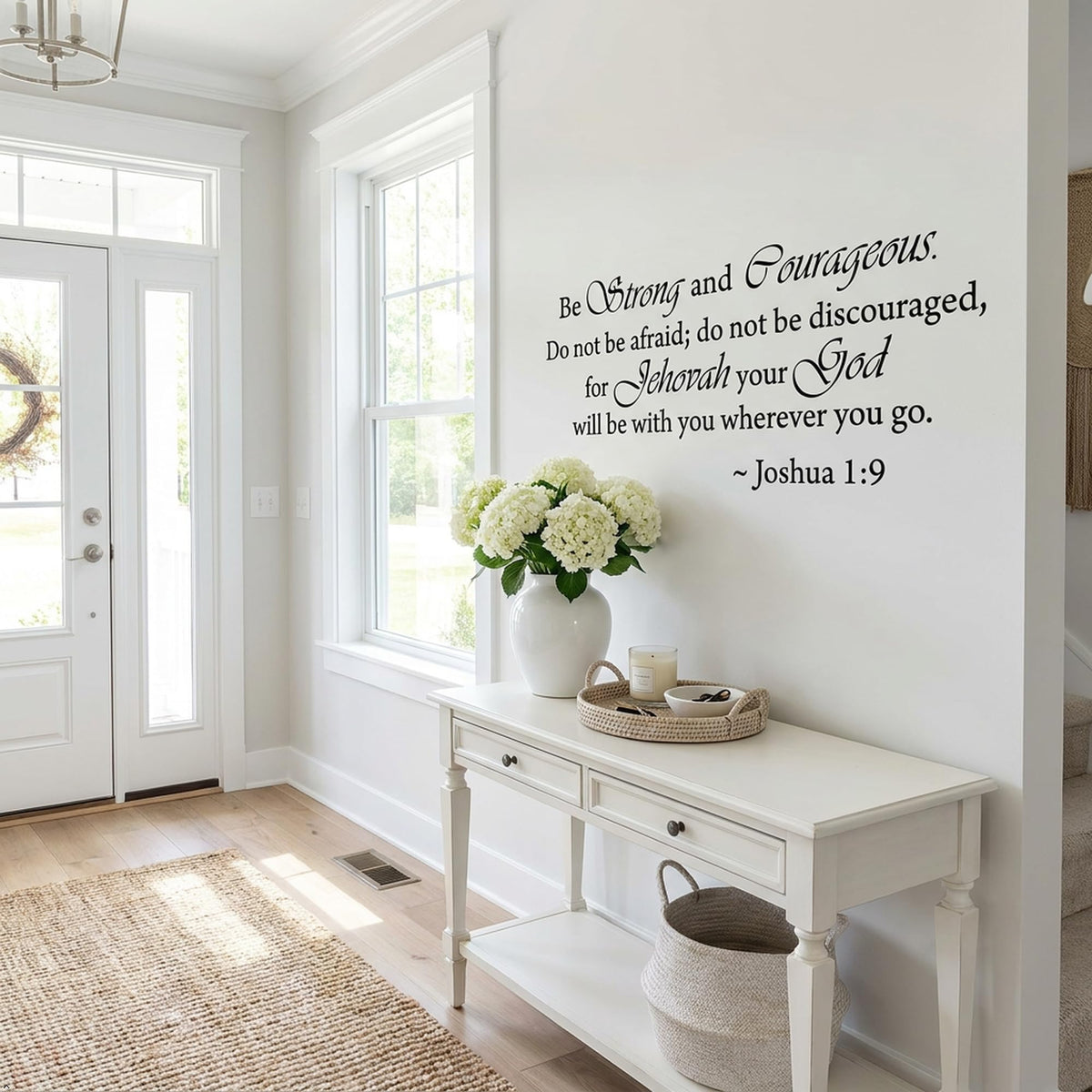 Picniva Be Strong and Courageous Wall Decal, Black, 10 x 22 in