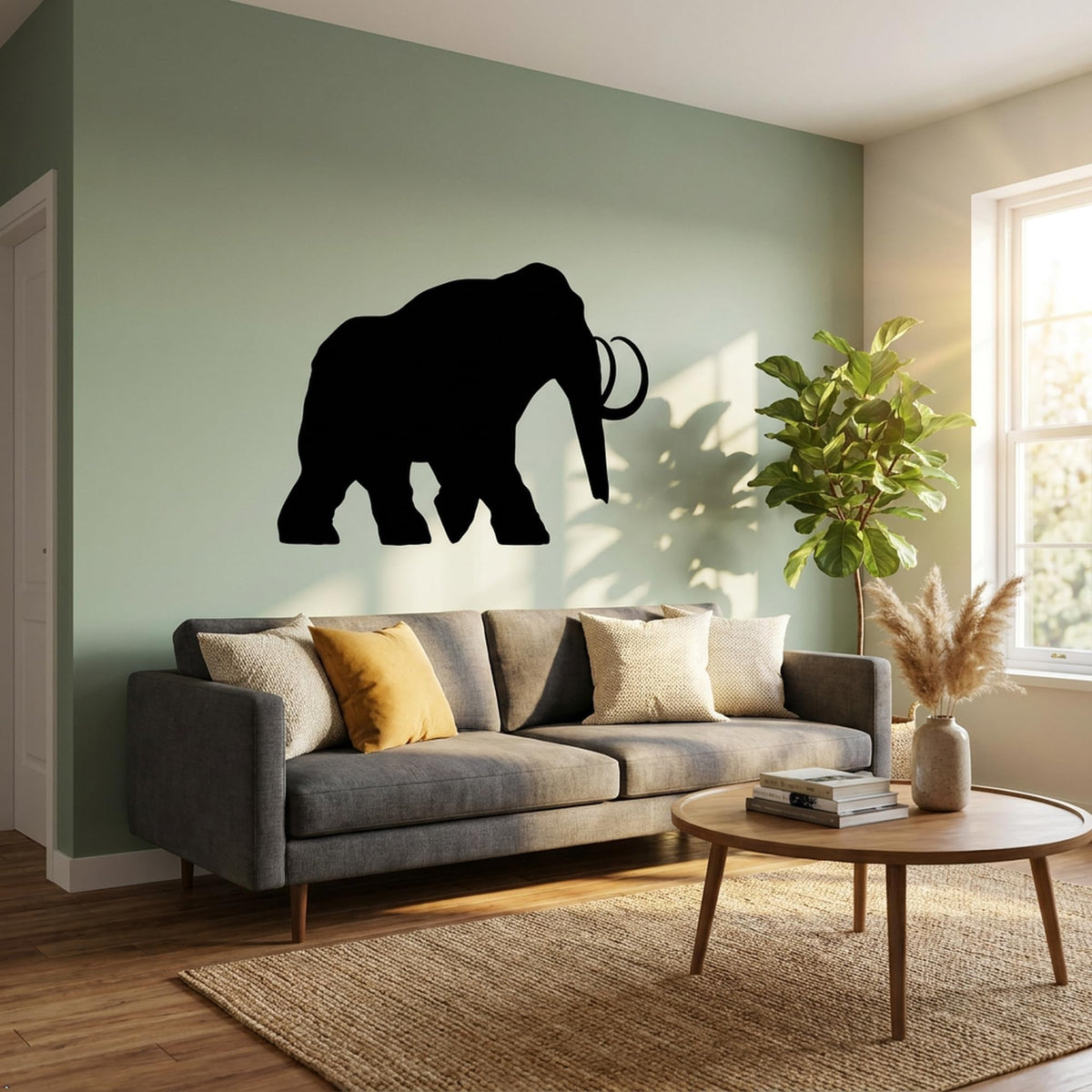 Picniva Mammoth Sty2 Vinyl Wall Decal Removable - Color: Black - Size: 22'' Width