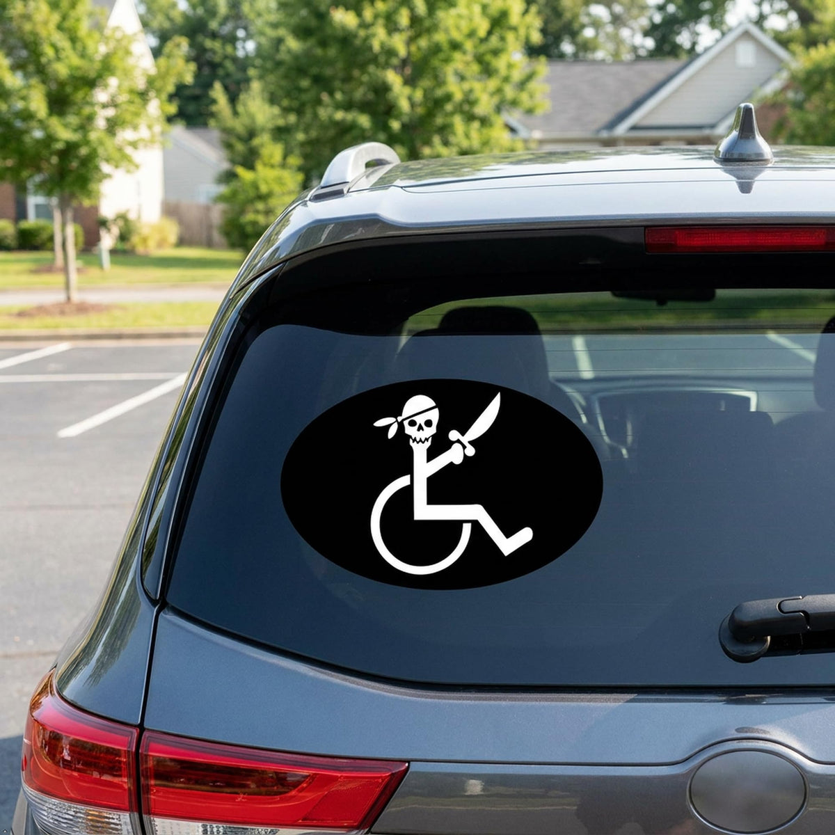 Decaltor Wheelchair Pirate Vinyl Decal for Car Window Laptop, 5 x 3 in