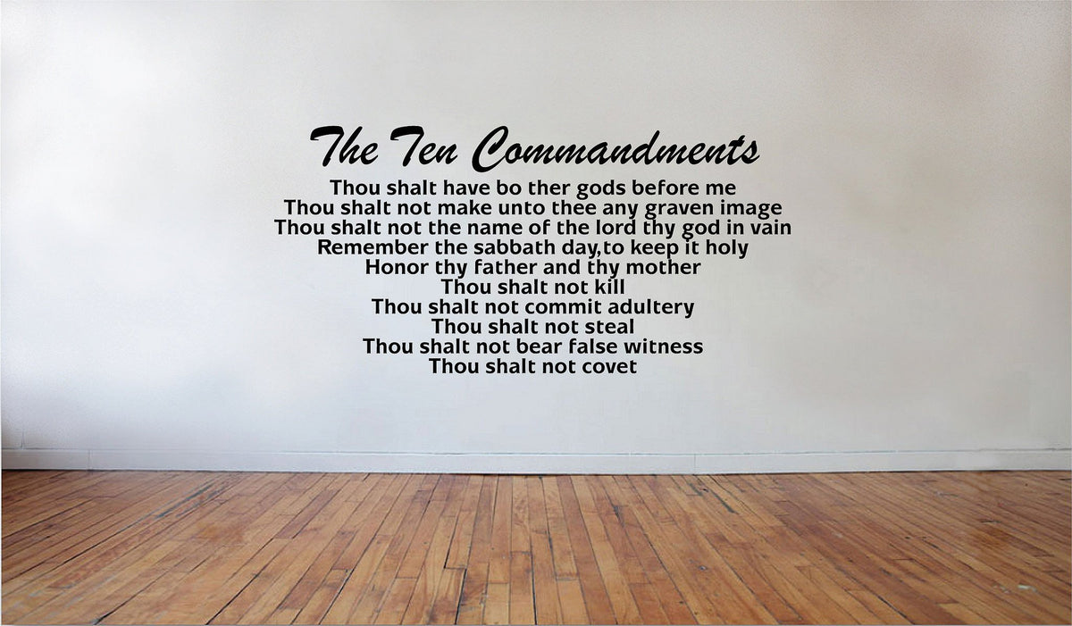 Picniva Matte Black Ten Commandments Bible Quote God Faith Vinyl Wall Decal