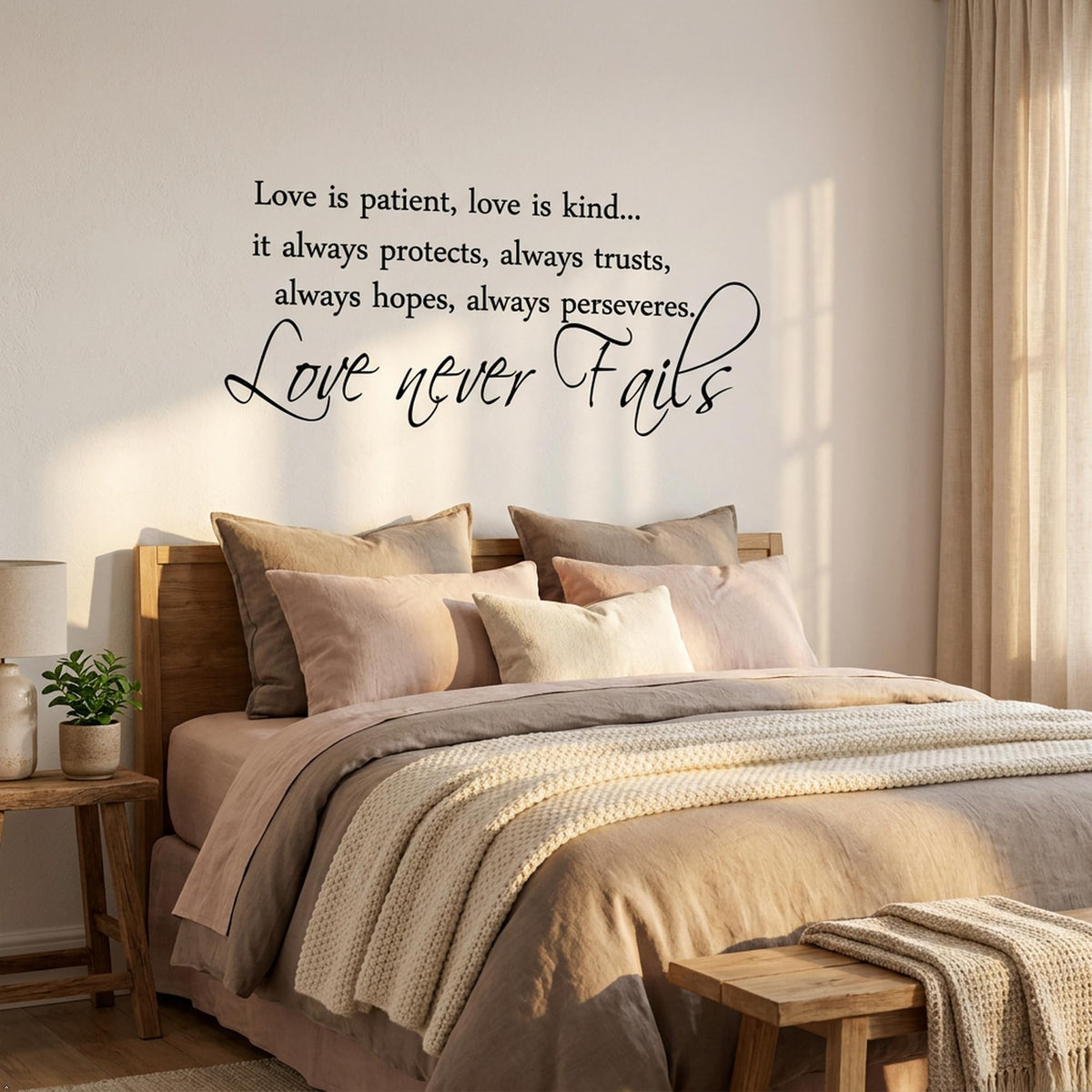 Picniva Love Is Patient Scripture Vinyl Wall Decal, White, 30 x 13 in