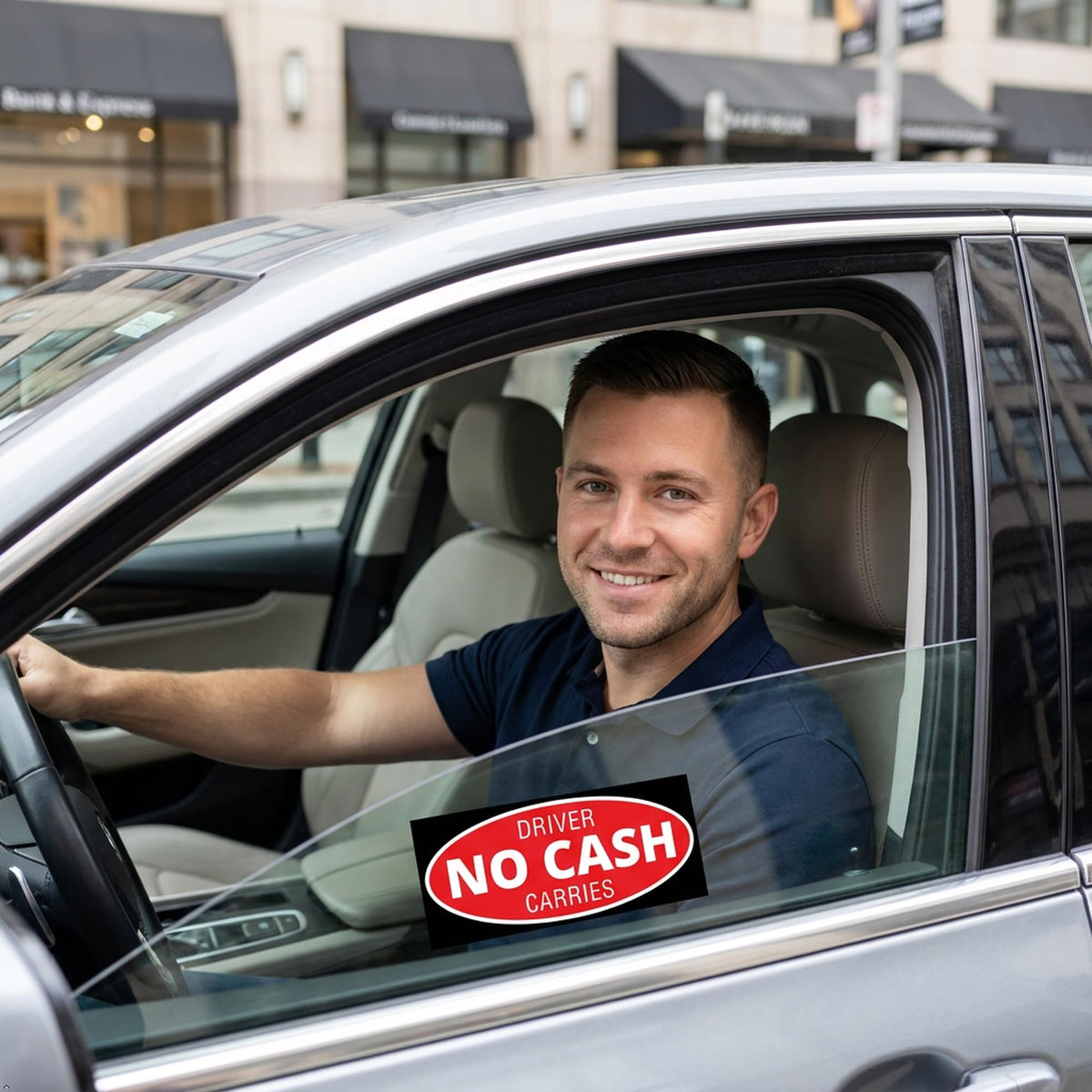 Picniva Driver Carries No Cash Stickers, 9 x 22 in, Two Pack