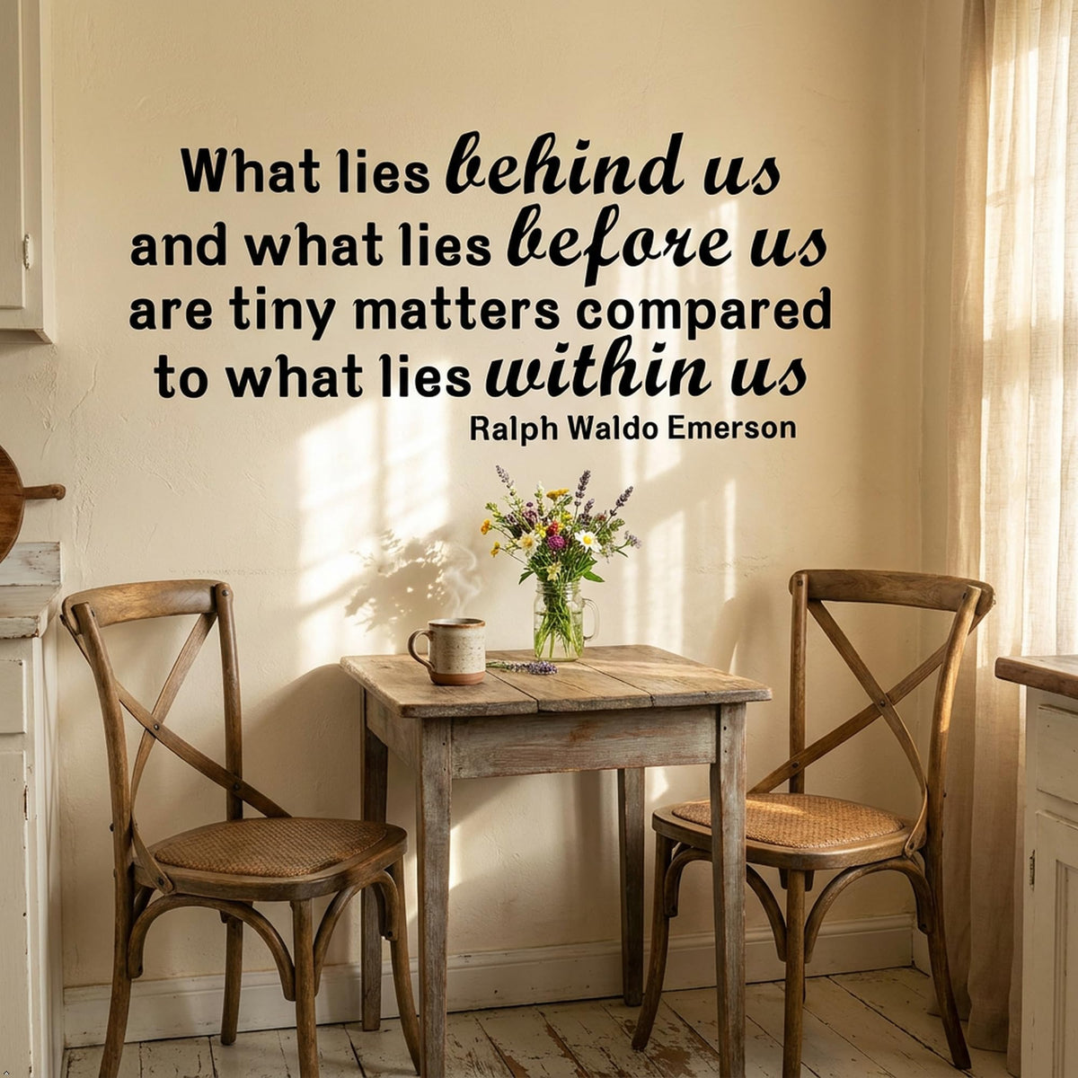 Picniva What Lies Behind Us Wall Quote Decal, Black, 22 x 9.5 in