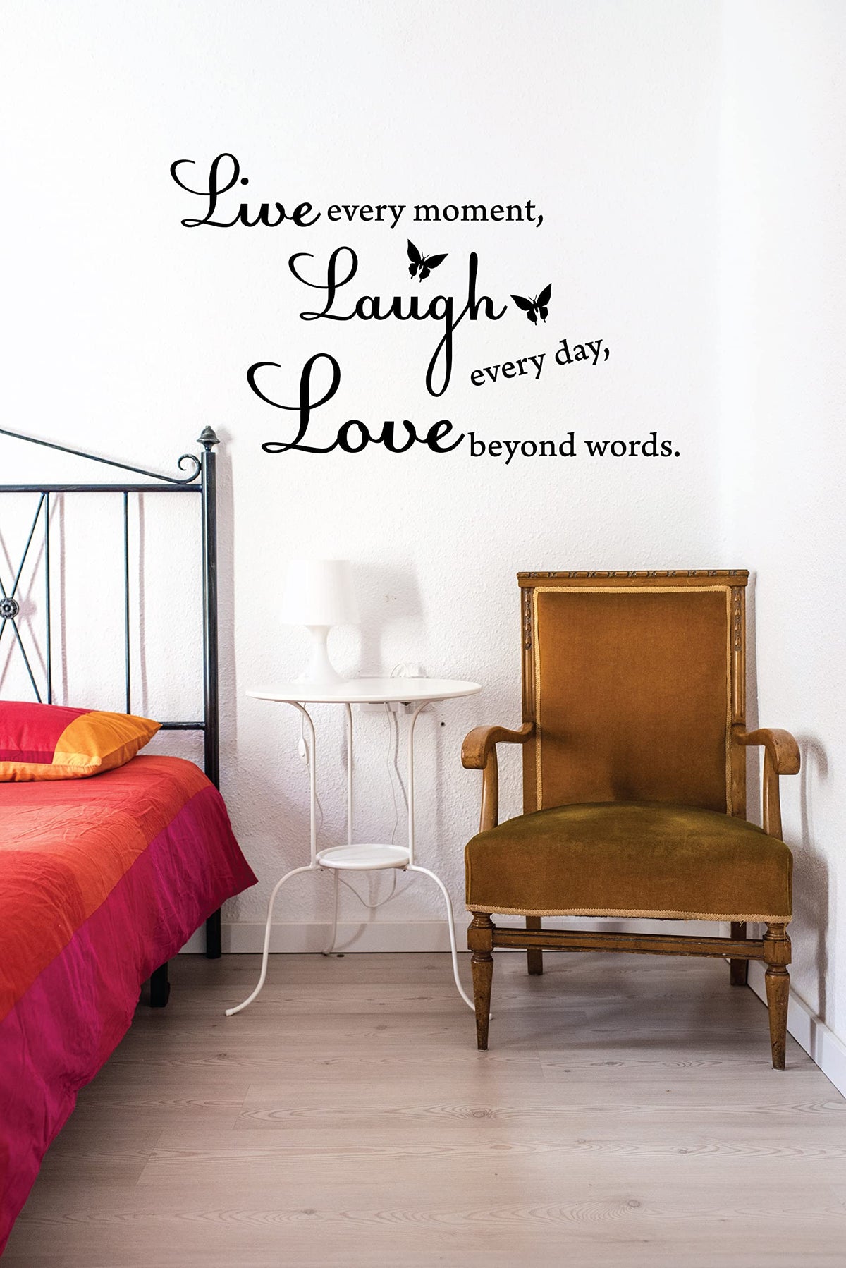 Picniva Live Every Moment Quote Vinyl Wall Decal, Black, 15 x 22 in