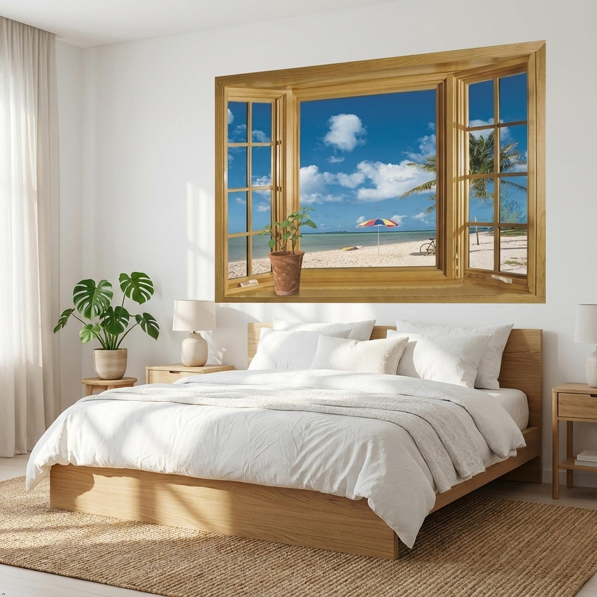 Picniva Beach Window Wall Decal, Ocean View, 20 x 30 in