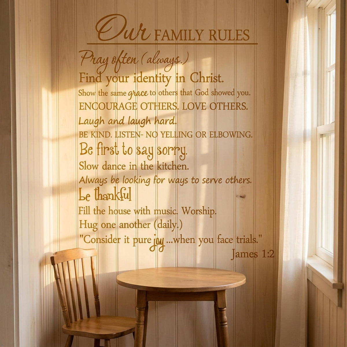 Our Family Rules Vinyl Wall Art Quote Decal Sticker Home Decor (Yellow, 22'' Width)