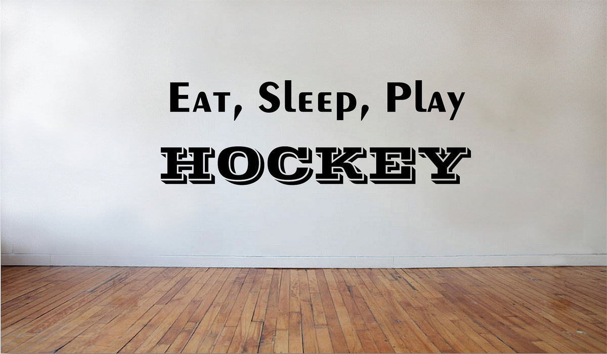 Picniva Matte Black Eat Sleep Play Hockey Sports Vinyl Wall Decal BG8312