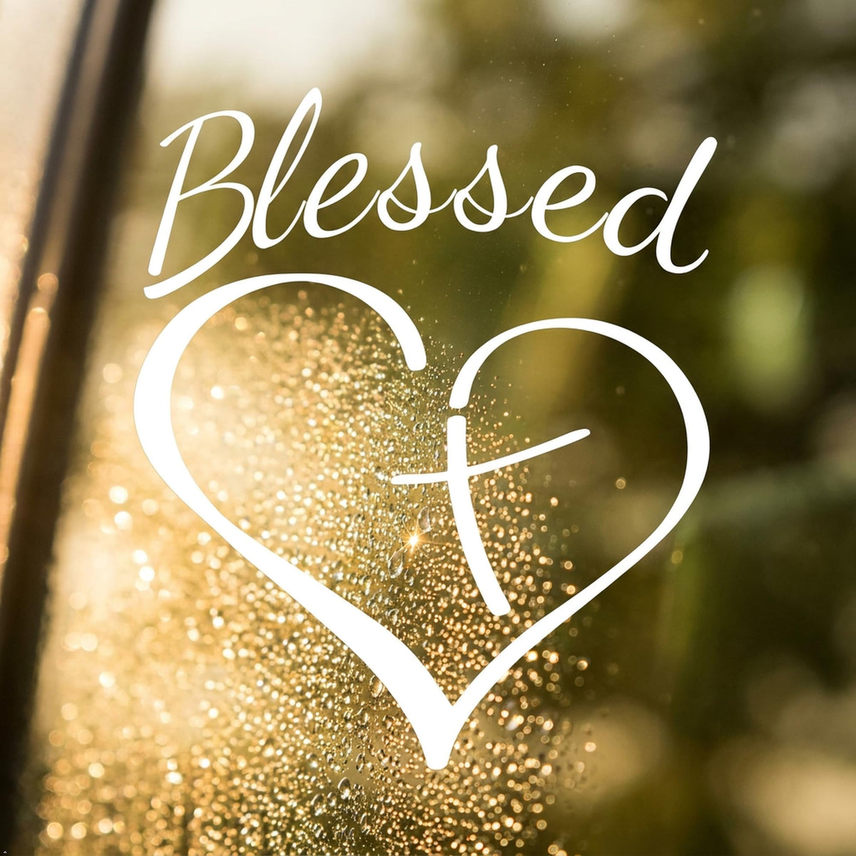 Decaltor Blessed Cross Heart Vinyl Decal