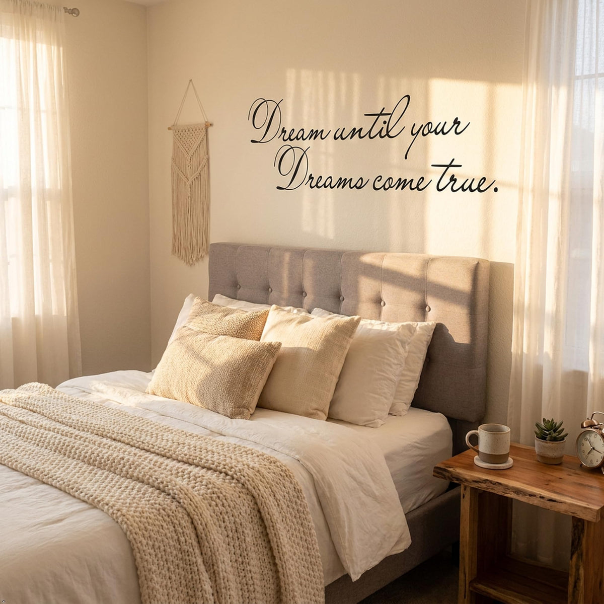 Picniva Dream Until Your Dreams Come True Wall Decal, White, 7 x 28 in