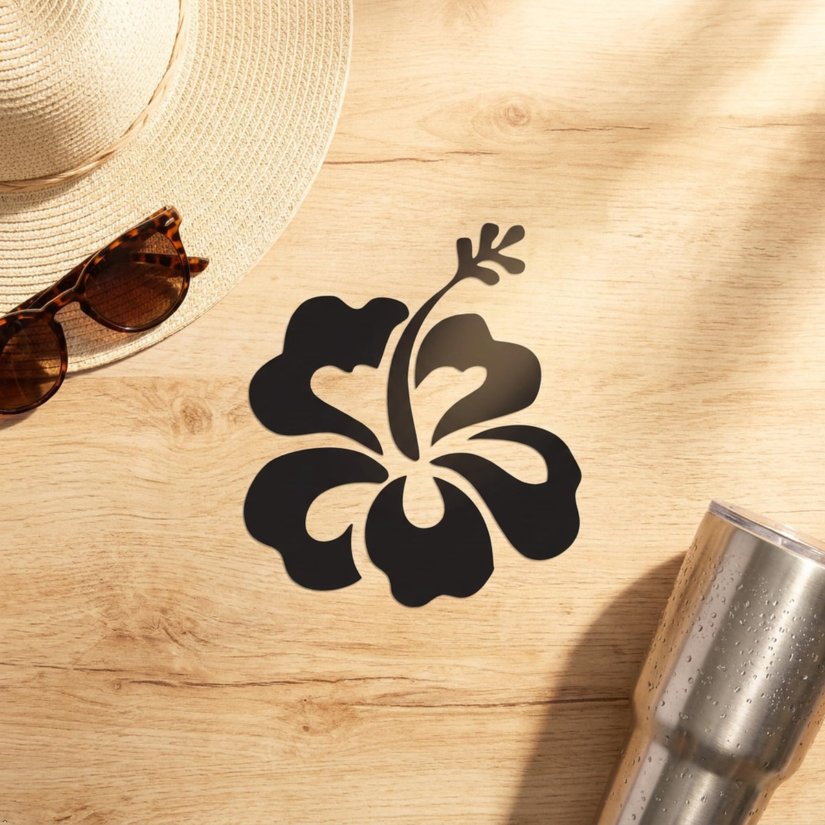 Decaltor Hawaiian Hibiscus Flower Vinyl Decal, 5 in square