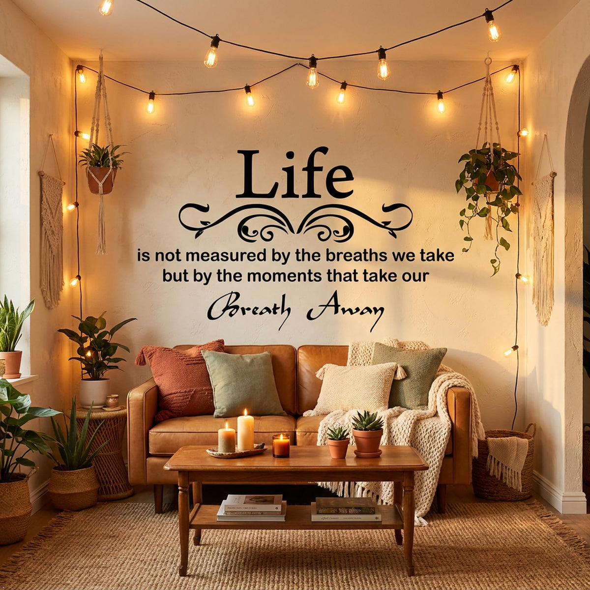 Picniva Life Is Not Measured Quote Vinyl Wall Decal, Black, 22 x 12 in