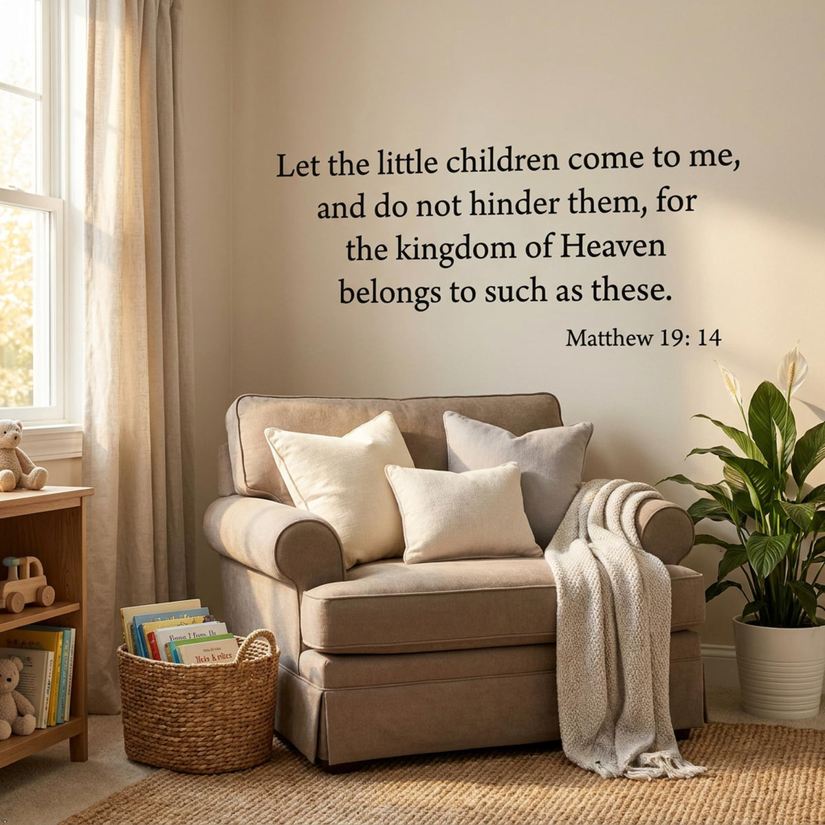 Decaltor Matthew 19:14 Bible Verse Vinyl Wall Decal, Home Decor