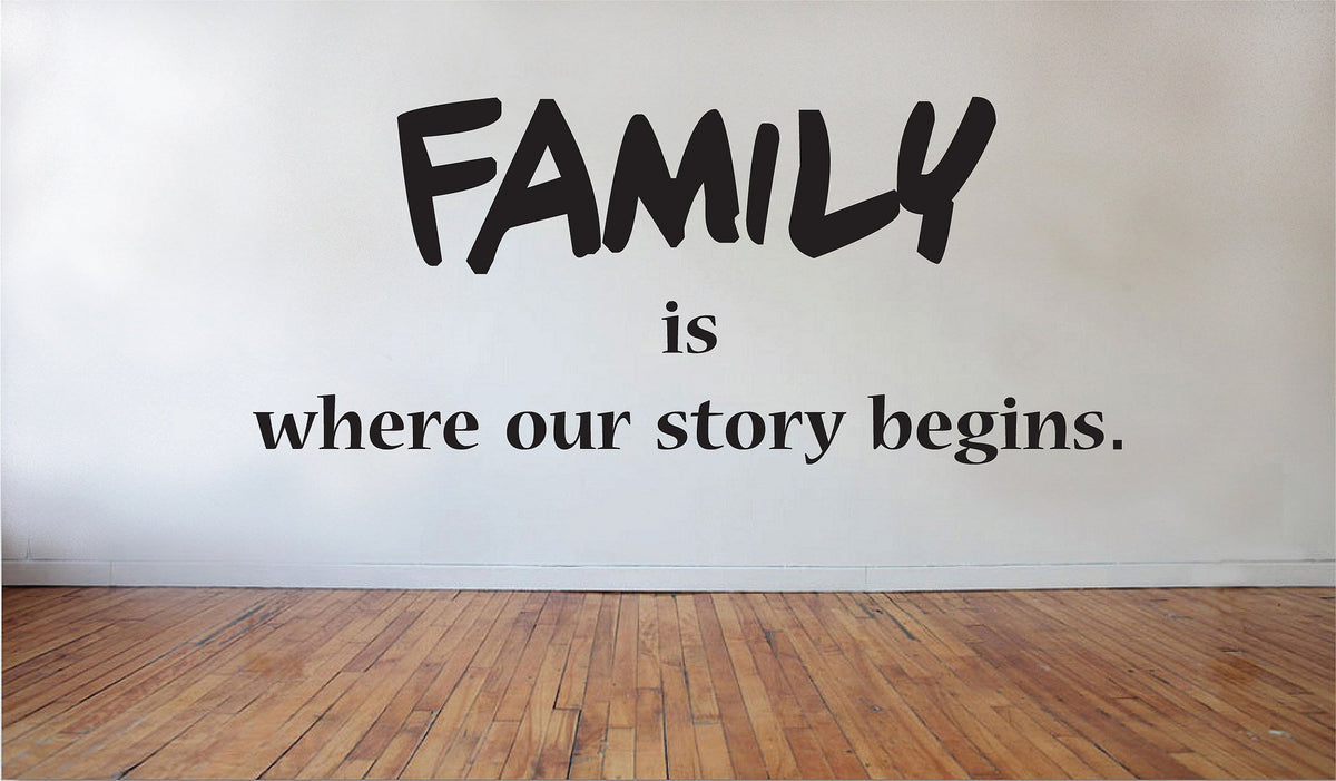 Picniva Matte Black Family is Where Our Story Begins Vinyl Wall Decal Home