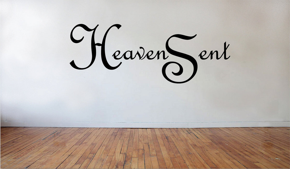 Picniva Matte Black Heaven Sent Baby Room Vinyl Wall Decal Nursery Decor