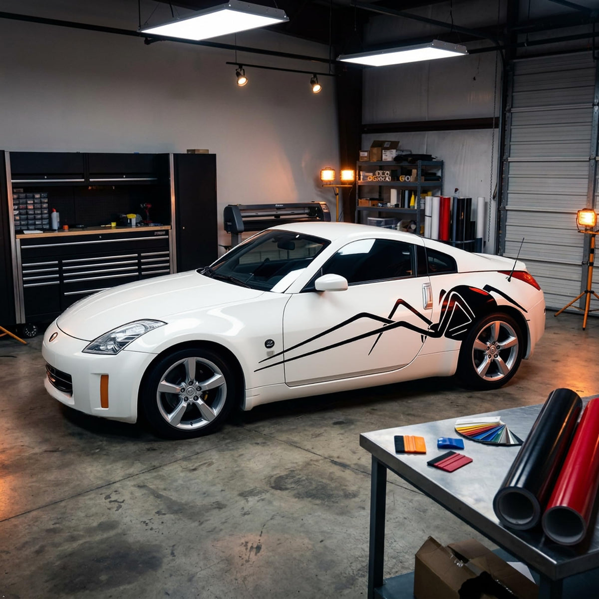 Picniva Widow Spider Racing Stripes – 22" x 100" Large Vinyl Body Side Graphics – Pair of Waterproof Universal Decals for Cars, Trucks, and SUVs – Professional Automotive Styling - Color: widow