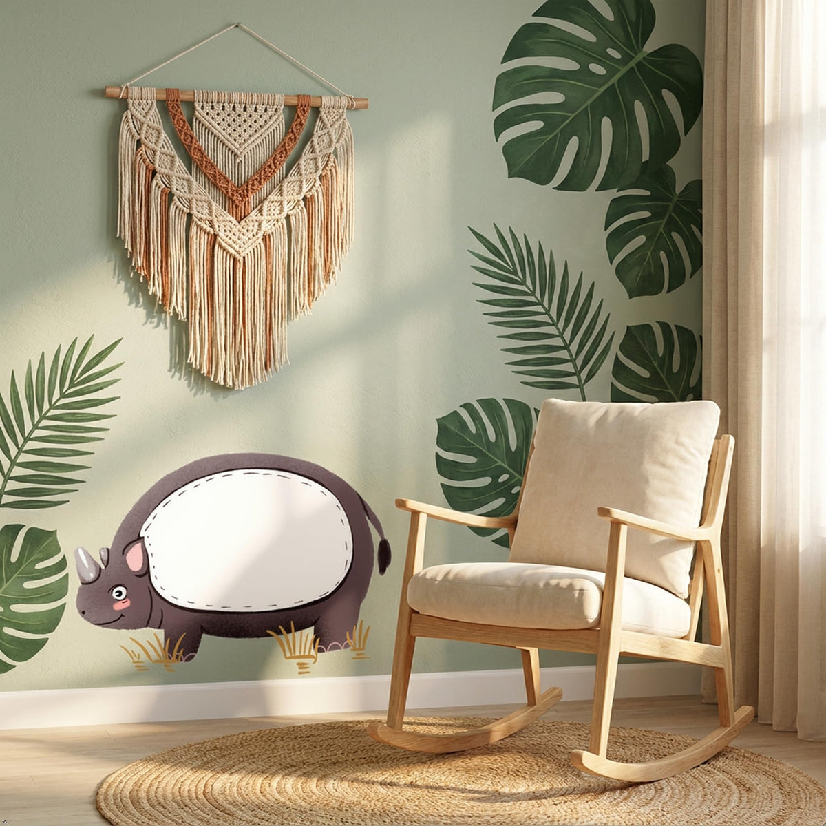 Picniva 22" Rhino Wall Decal - Safari Animal Nursery Decor