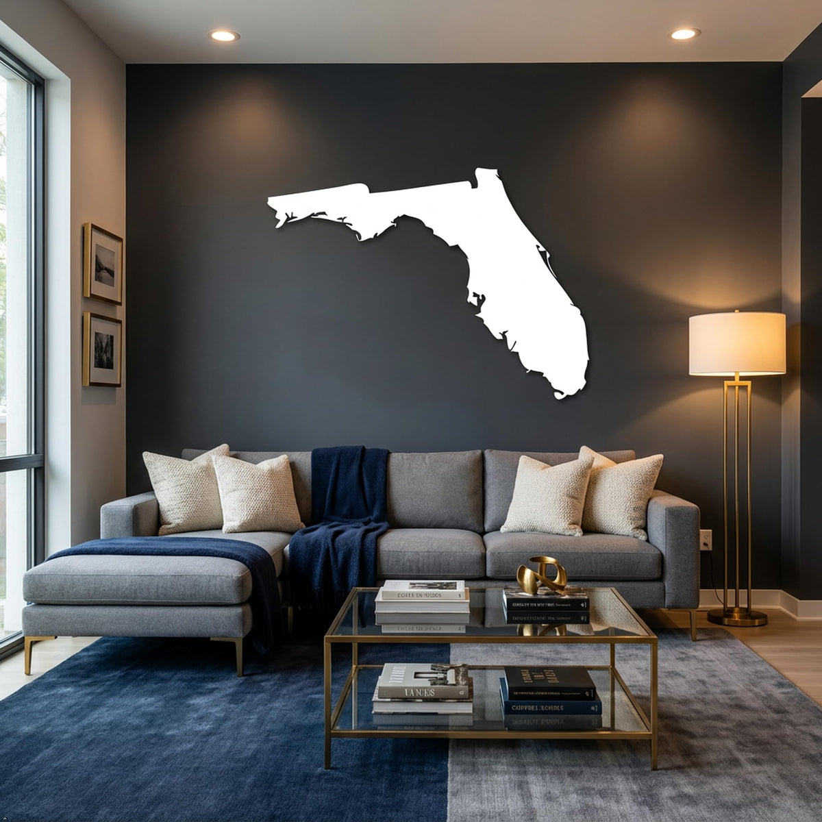Picniva Florida State Map Removable Vinyl Wall Decal, Black, 3 in Wide - Color: black - Size: 3 inches