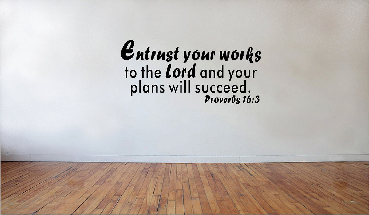 Picniva Matte Black Entrust Your Works to the Lord Vinyl Wall Decal Faith