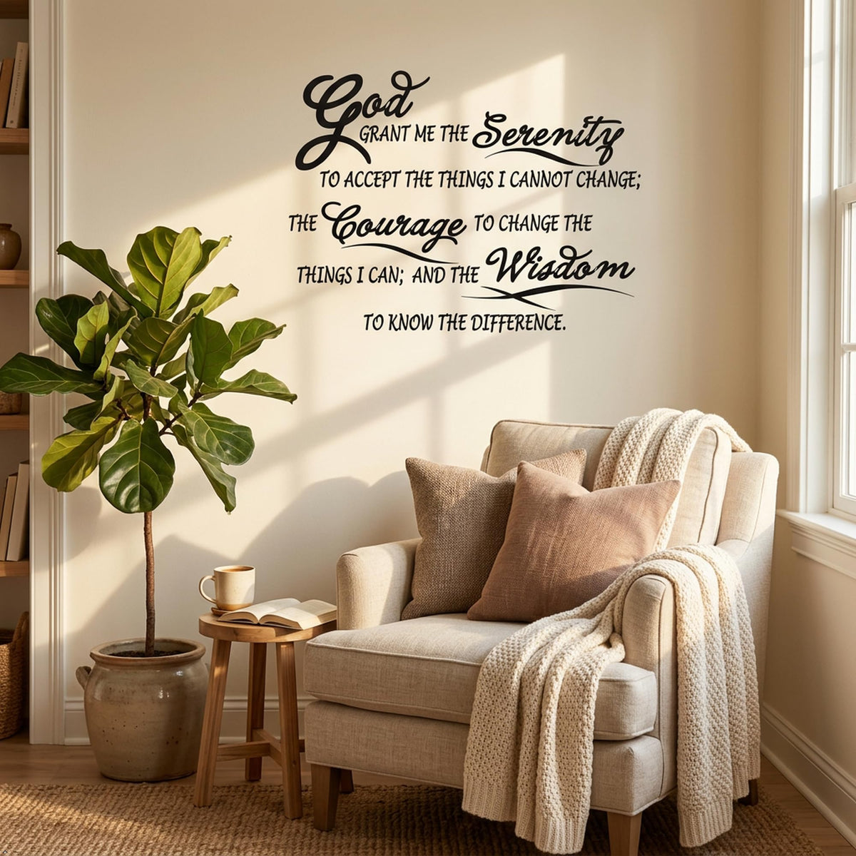 Serenity Prayer Wall Decal, Matte Black, 22.5 x 12 in