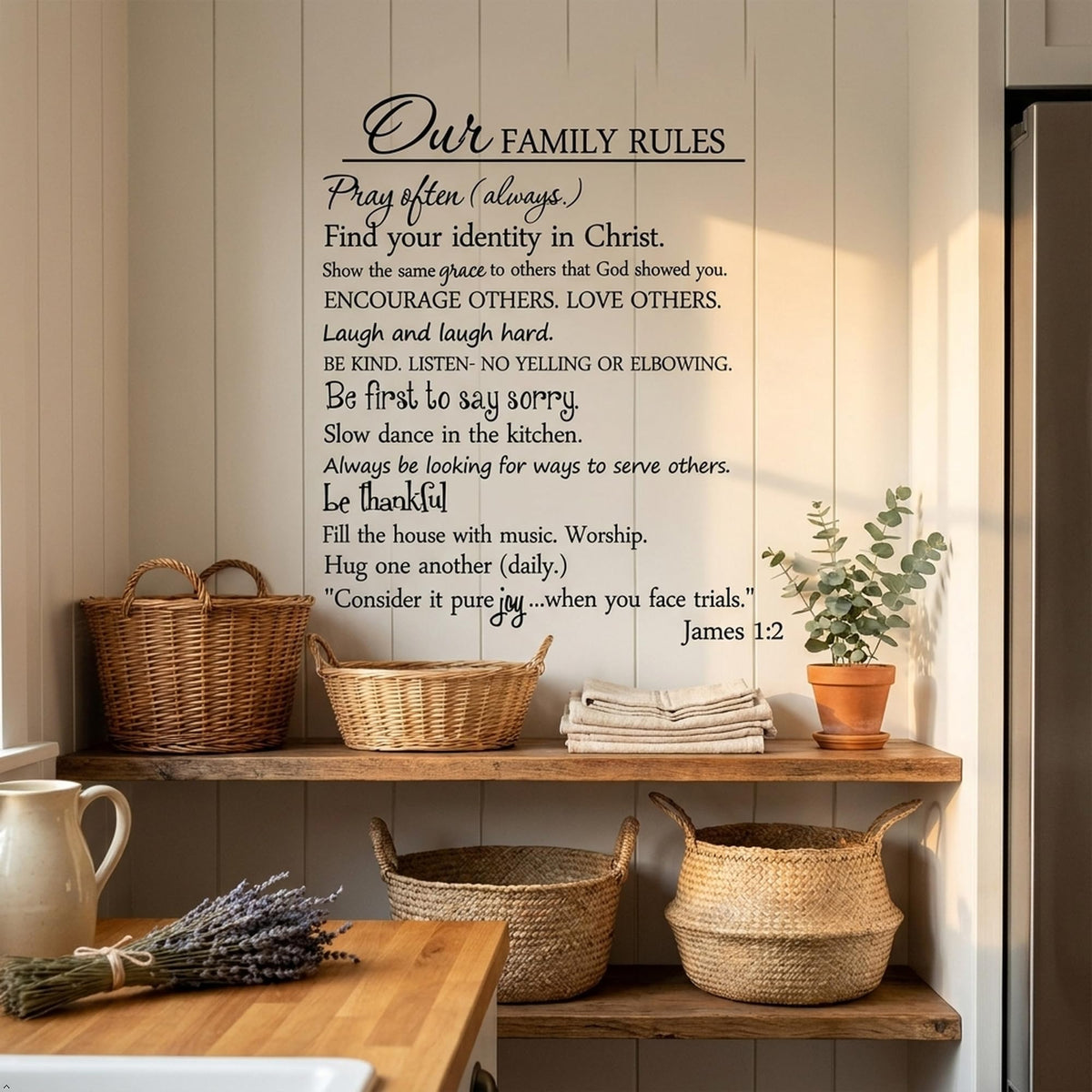 Our Family Rules Vinyl Wall Art Quote Decal Sticker Home Decor (Black, 30'' Width)
