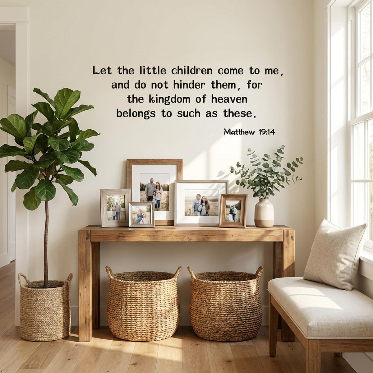 Picniva Matte Black Matthew 19 14 Bible Vinyl Wall Decal Christian Faith