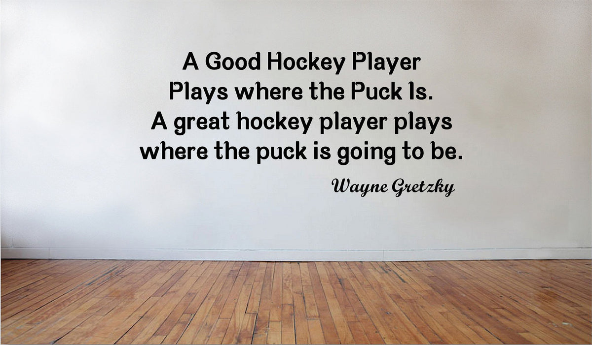 Picniva Matte Black A Good Hockey Player Plays Vinyl Wall Decal BG8248