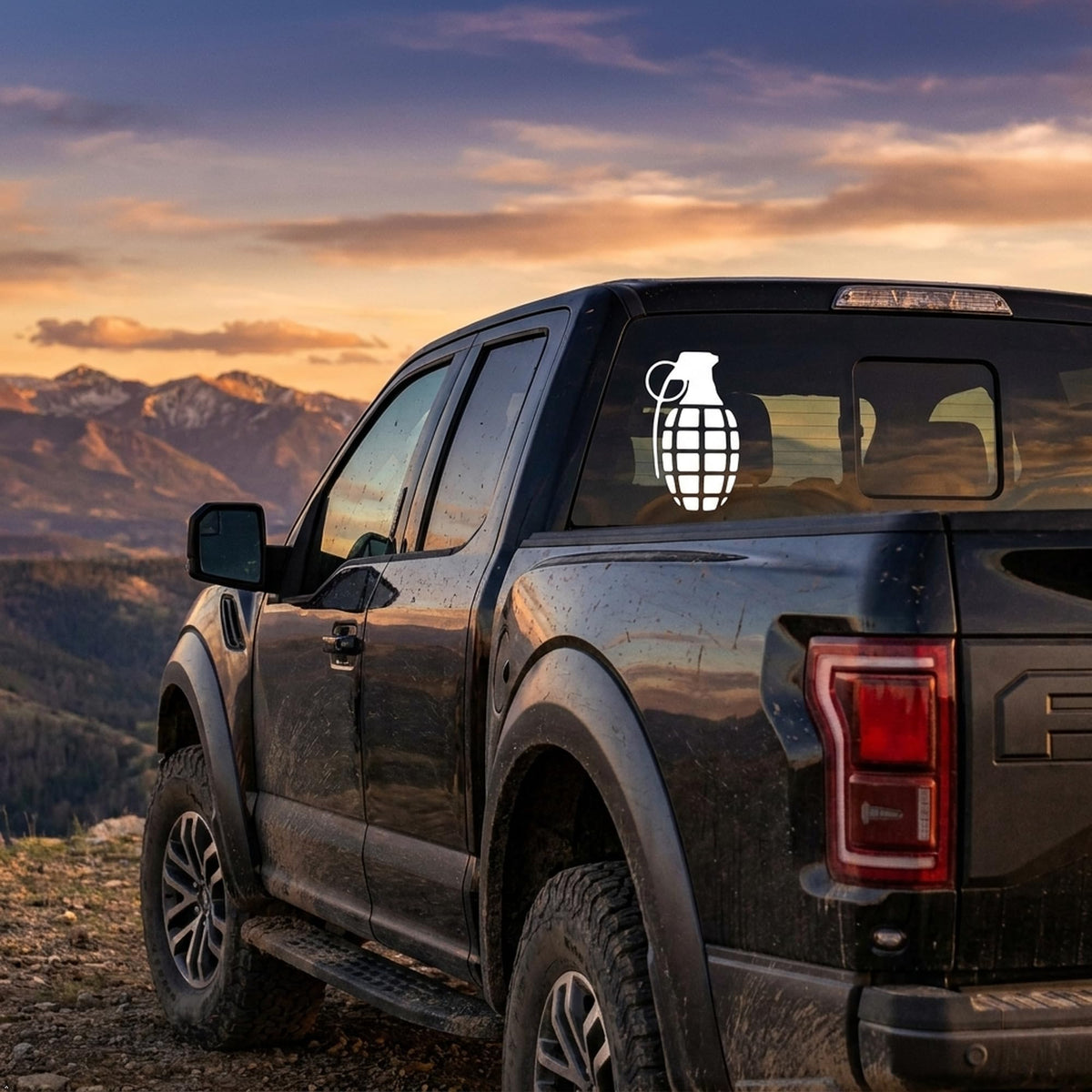 Decaltor Grenade Vinyl Decal, Car Window Sticker