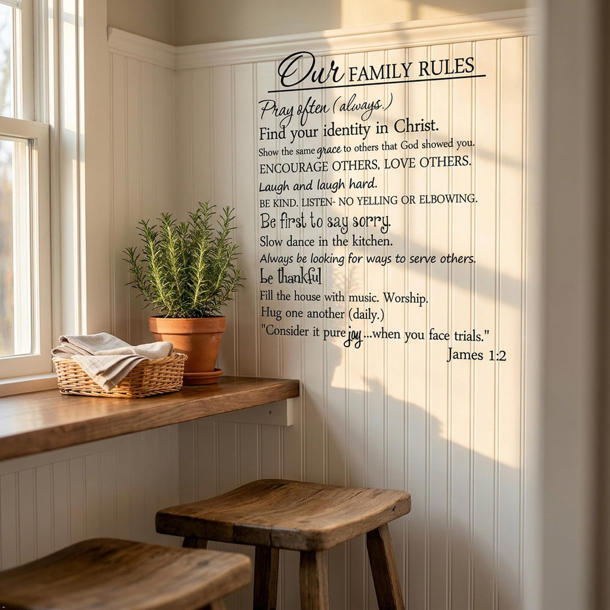 Our Family Rules Vinyl Wall Art Quote Decal Sticker Home Decor (Black, 30'' Width)