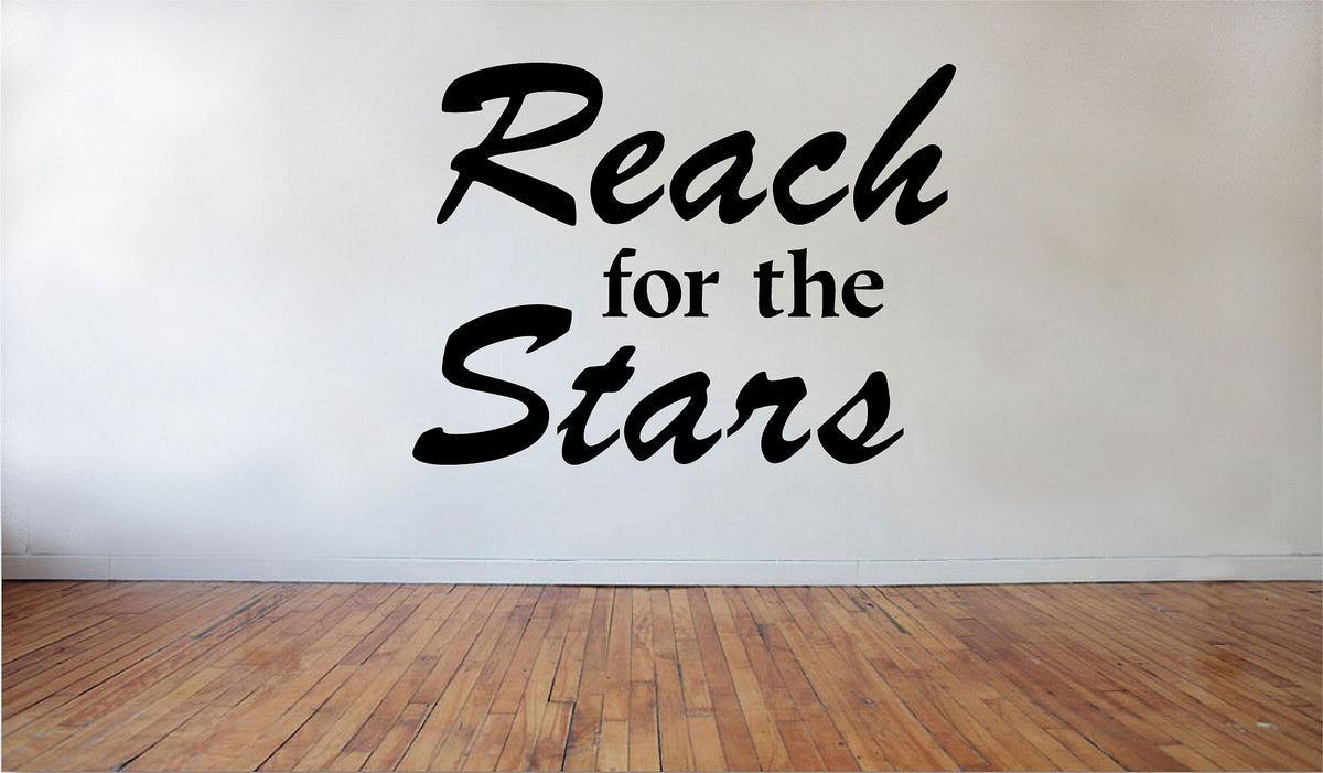 Picniva Matte Black Reach Stars Inspirational Vinyl Wall Decal Home Decor