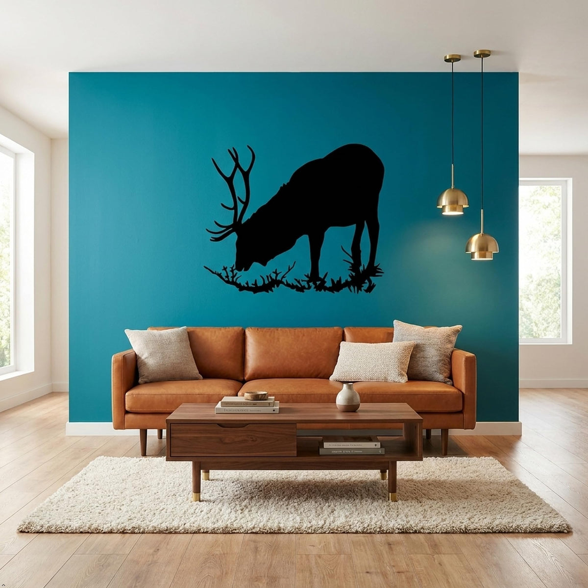 Picniva Elk Bull Style 5 Removable Vinyl Wall Decal