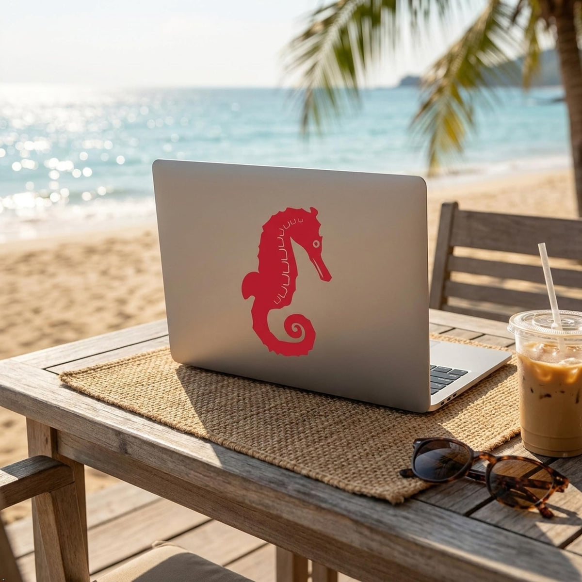 Decaltor Seahorse Vinyl Decal, 5 in, Car Window Sticker