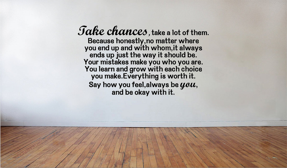 Picniva Matte Black Take Chances a Lot of Them Quote Vinyl Wall Decal Decor