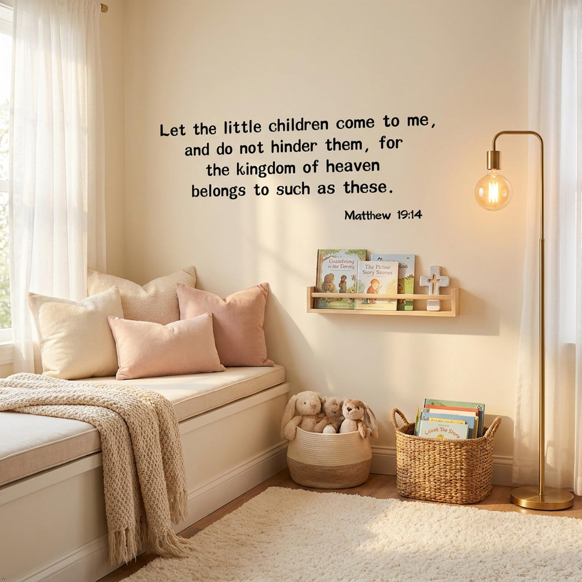 Picniva Matte Black Matthew 19 14 Bible Vinyl Wall Decal Christian Faith