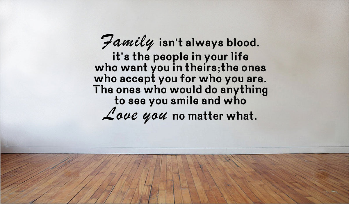 Picniva Matte Black Family Isnt Always Blood Vinyl Wall Decal Love Decor