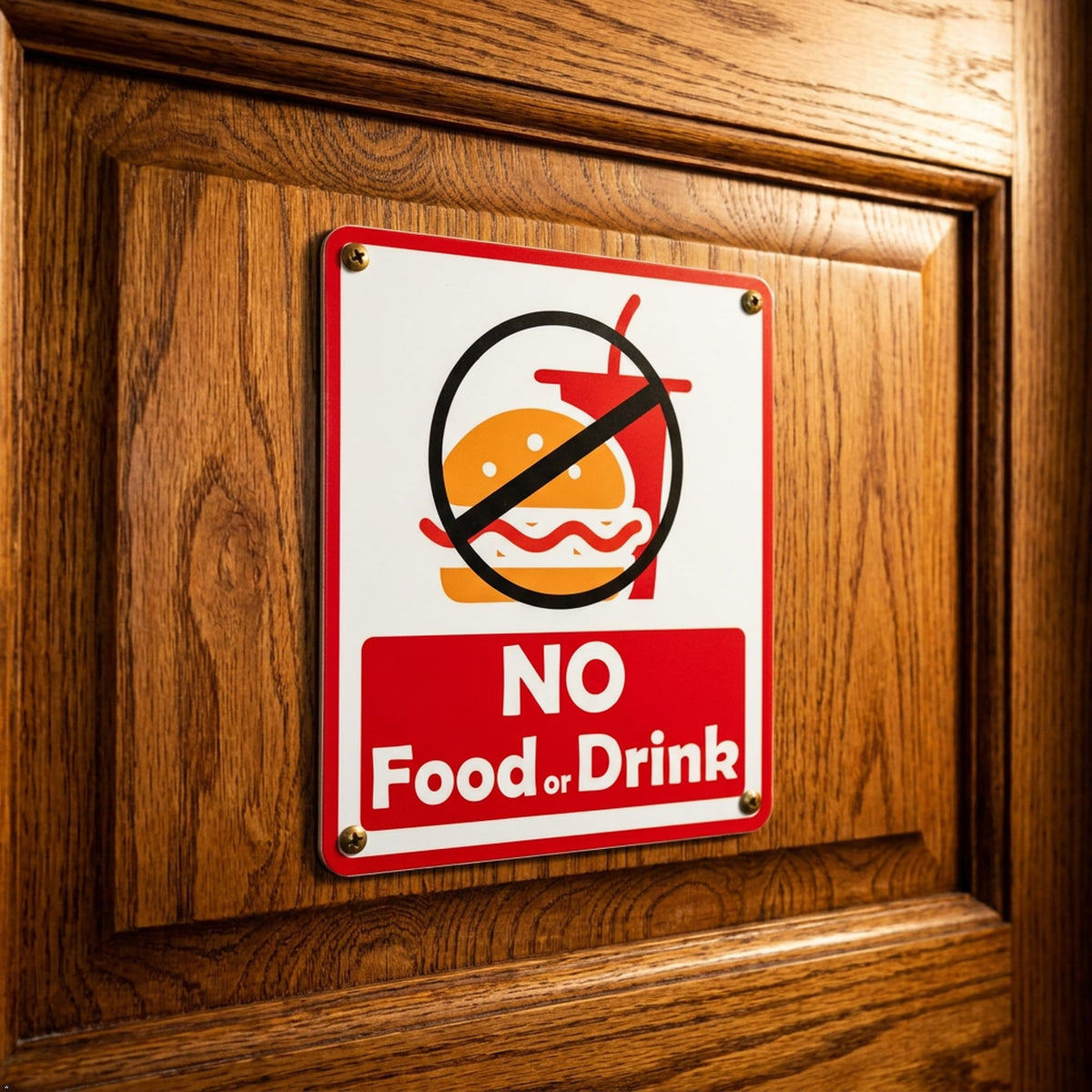 Picniva No Food or Drink Notice Stickers, 5 in, Two Pack