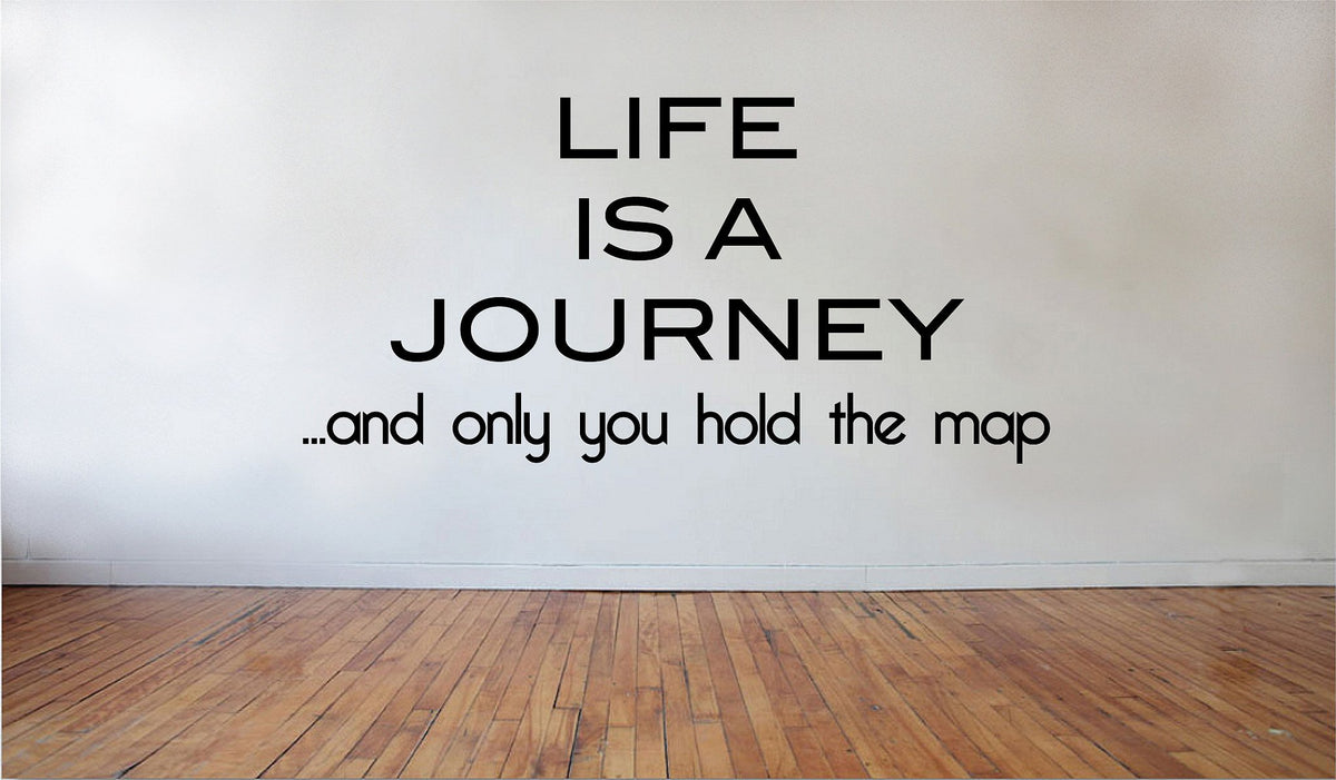 Picniva Matte Black Life Journey Hold Map Inspirational Vinyl Wall Decal