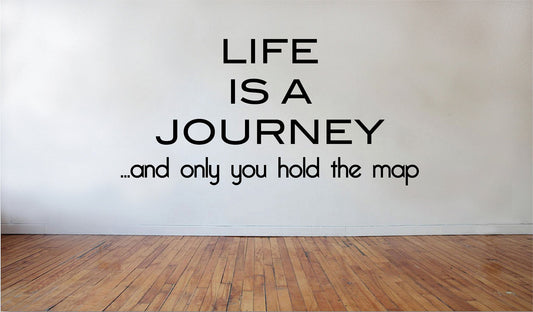 Picniva Matte Black Life Journey Hold Map Inspirational Vinyl Wall Decal