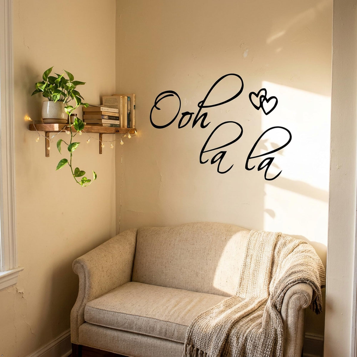 OOH LA LA Paris France Hearts Love Quote Vinyl Wall Decal Decor Art Sticker - Size: 22"x 14"