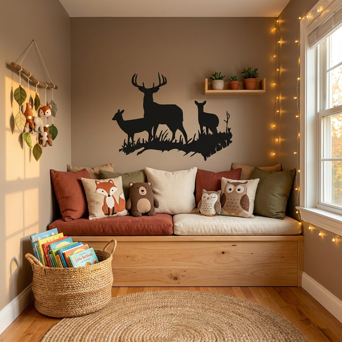 Picniva Buck Deer Doe Silhouette Wall Decal, Black, 16 x 23 in