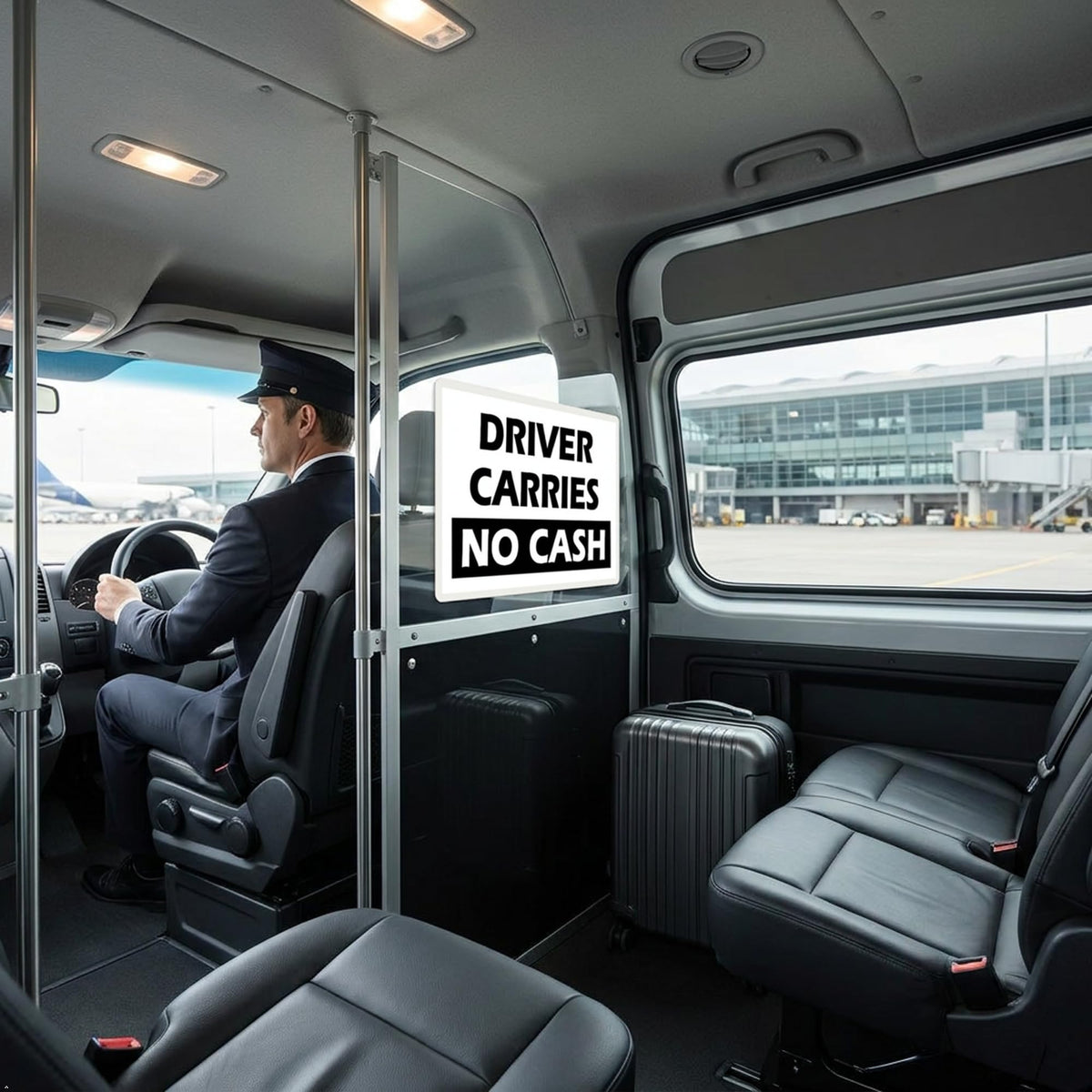 Picniva Driver Carries No Cash Vinyl Warning Decal, 10 in