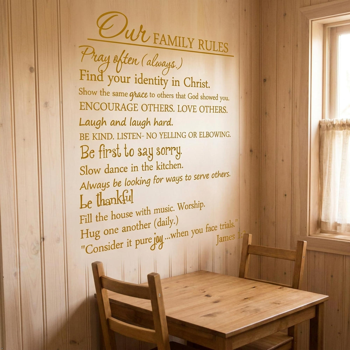 Our Family Rules Vinyl Wall Art Quote Decal Sticker Home Decor (Yellow, 30'' Width)