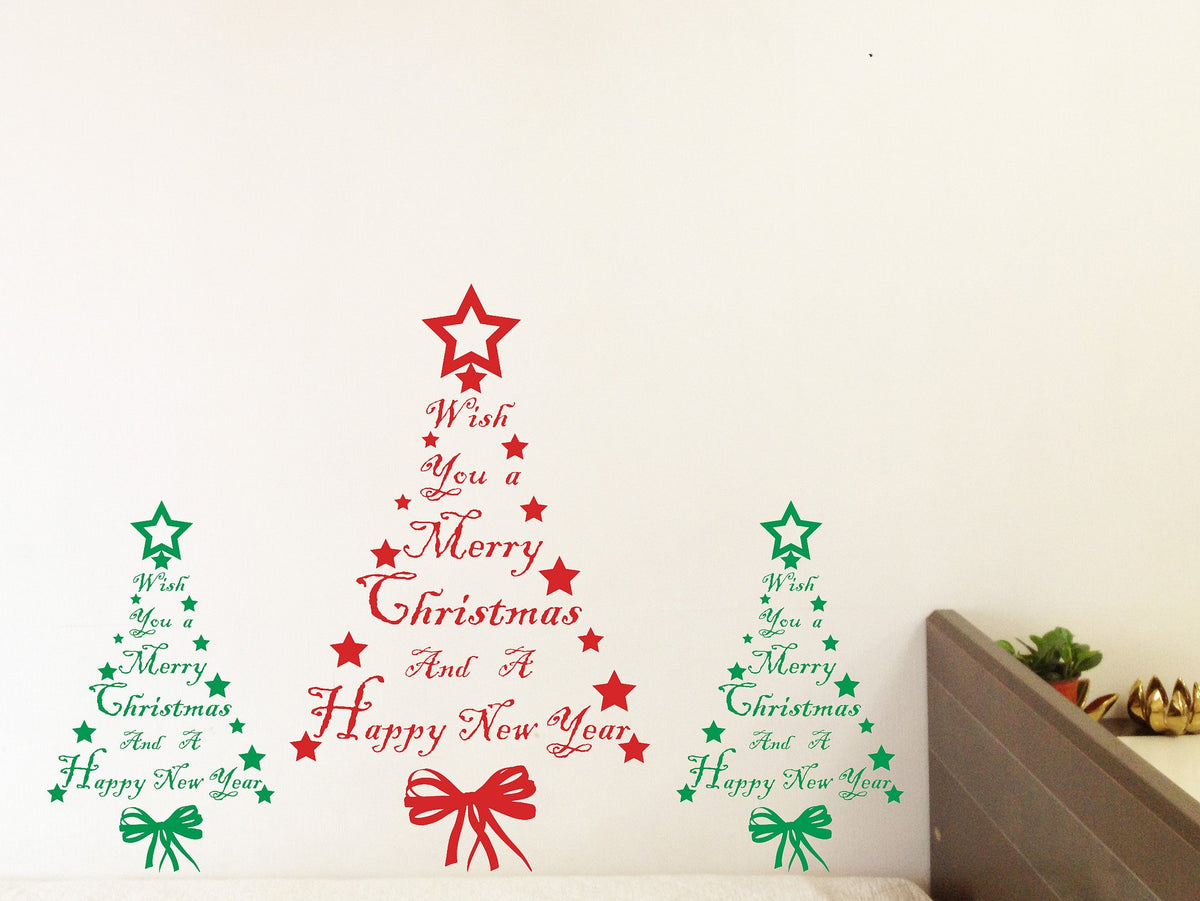 Picniva Red Christmas Word Tree Wall Decal, 10 x 17 in