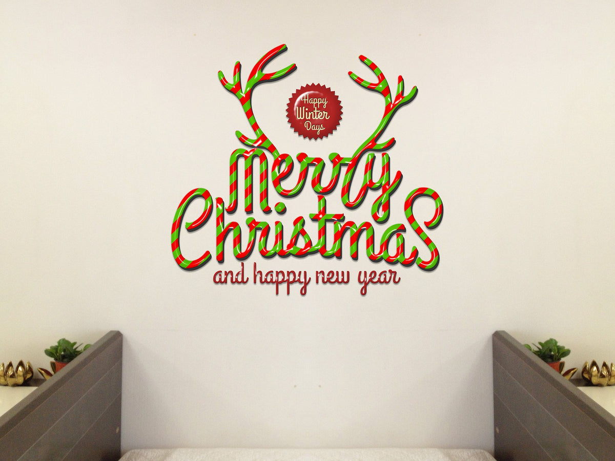 Picniva Merry Christmas Wall Decal, 10 x 17 in