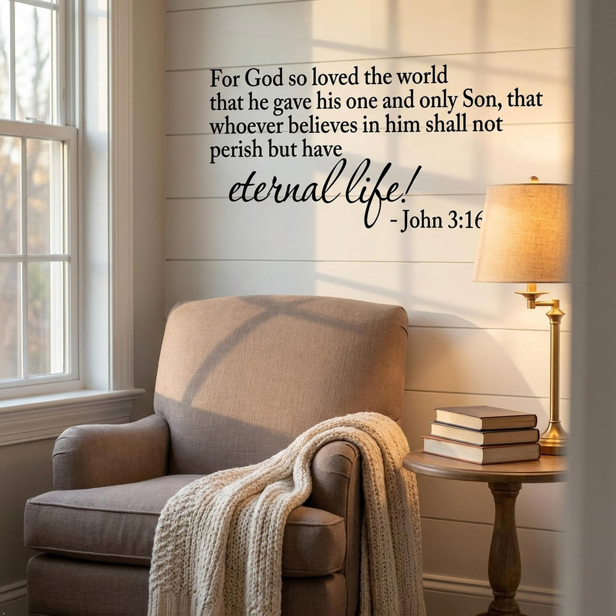 John 3:16 Scripture Vinyl Wall Decal Christian Bible Verse Prayer Decor